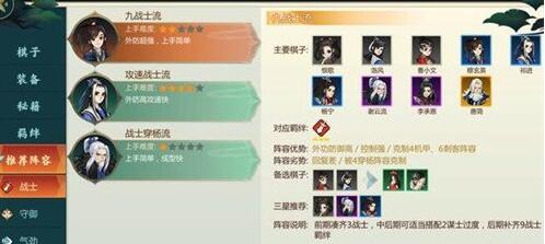 剑网3指尖对弈战士阵容强度详解