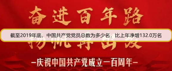 截至2019年底，中国共产党党员总数为多少名，比上年净增132.0万名