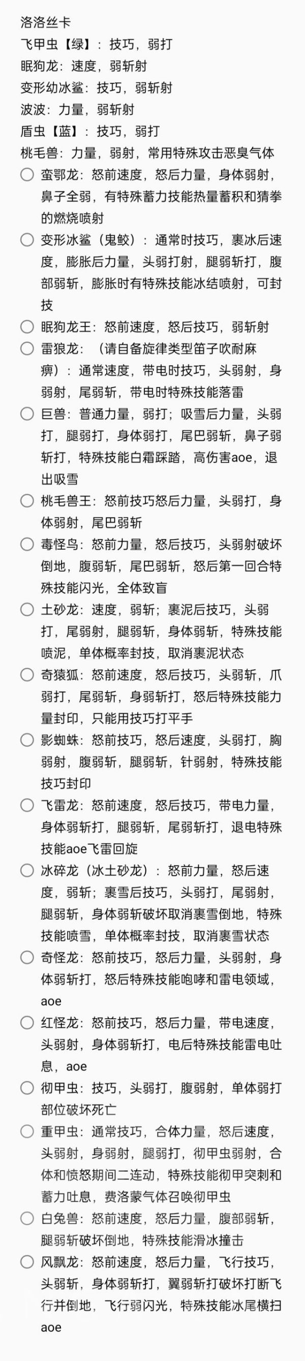 怪物猎人物语2全怪物招式汇总