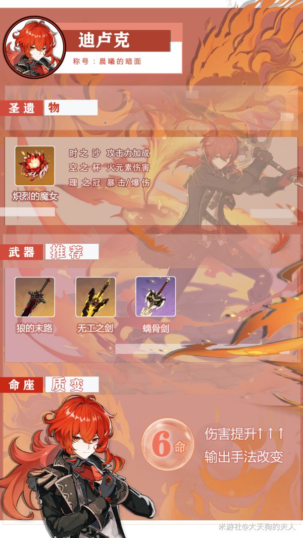 原神迪卢克装备选择及零命输出培养思路
