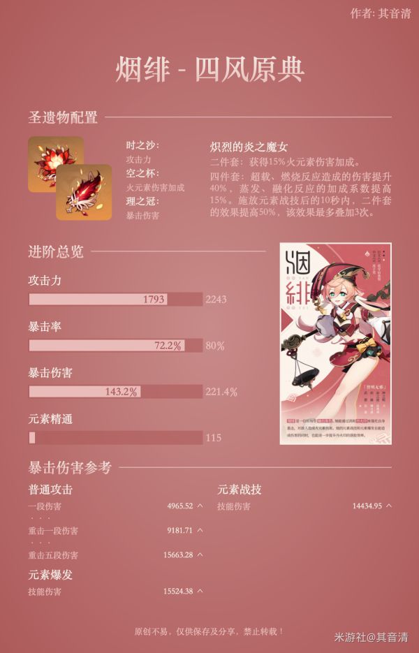 原神烟绯各武器毕业面板介绍