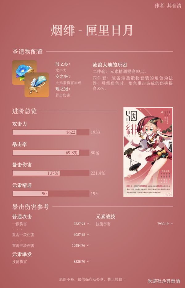 原神烟绯各武器毕业面板介绍