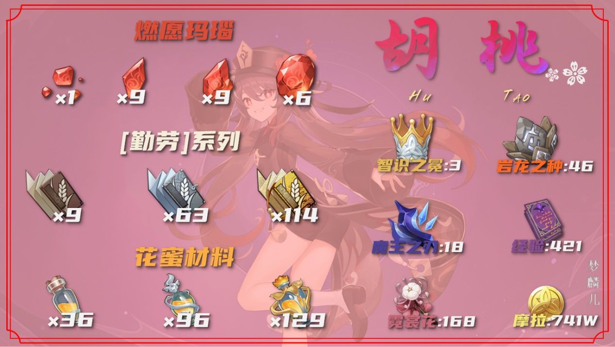 原神胡桃全培养材料获取攻略
