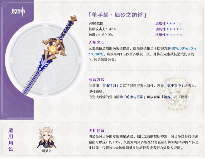 原神阿贝多辰砂之纺锤适配解析
